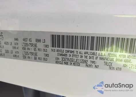 2018 Ram Promaster 2500 High Roof 159 Wb z USA, uszkodzony, nr VIN 3C6TRVDG1JE112202